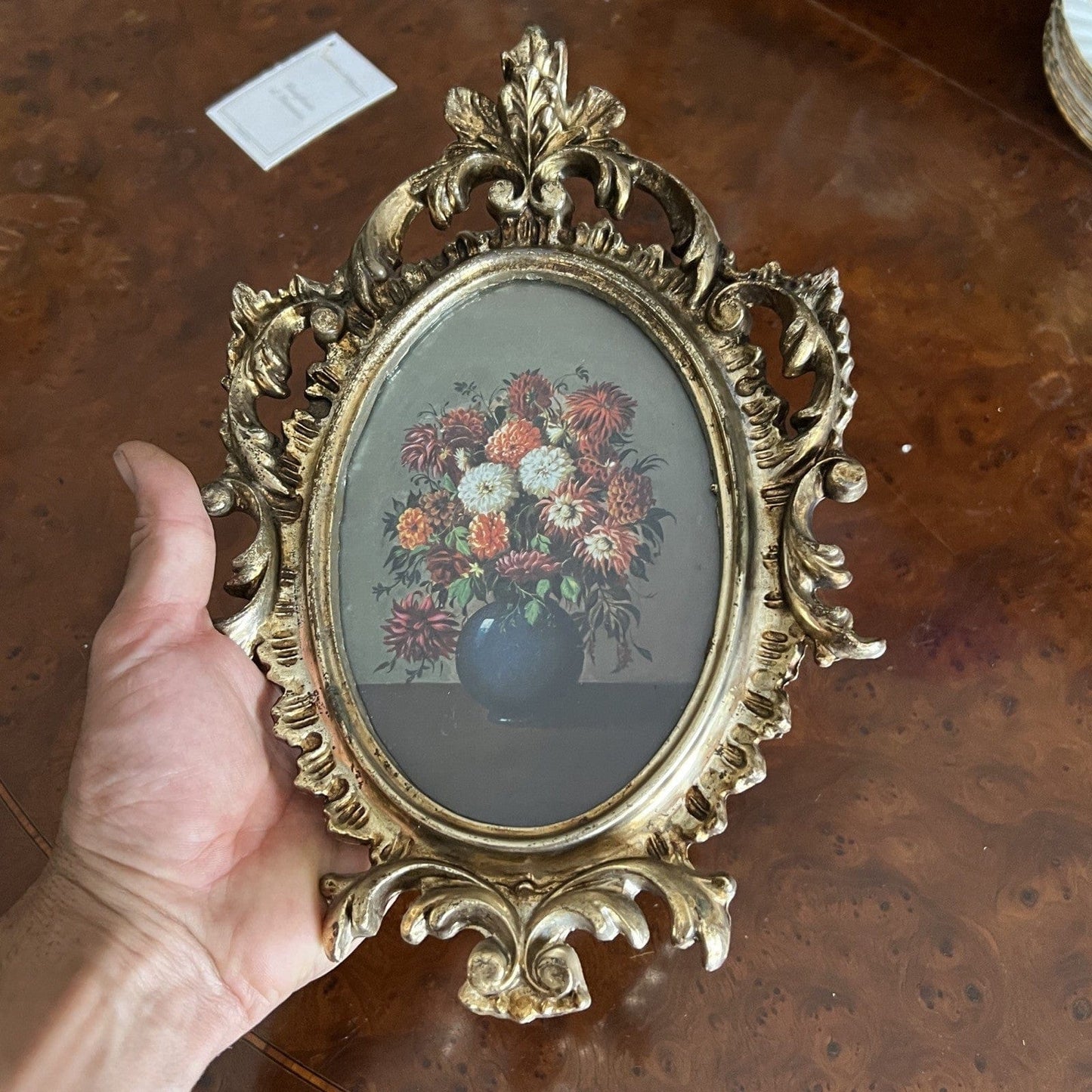 Quadro quadretto stampa fiori con cornice oro argento stile antico barocco 900 Categoria  Quadri