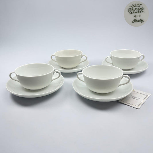 Richard Ginori Servizio da brodo antico in porcellana 4 tazze scodella consomme Categoria  Servizio tazze - Tazze