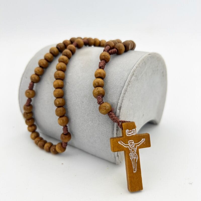 Corona Del Rosario Legno D'ulivo Tondo Su Corda - Foto 11