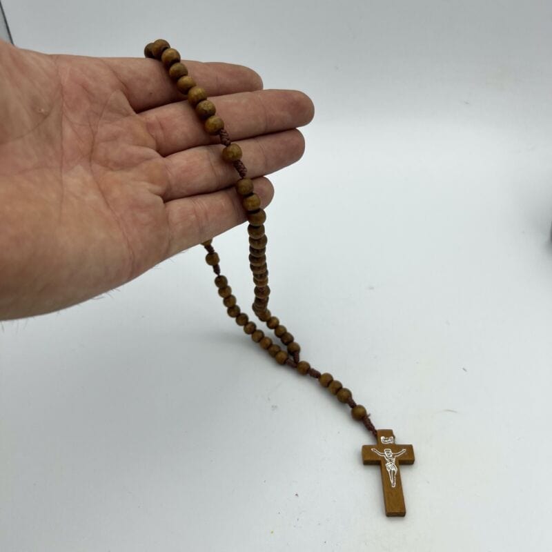 Rosario francescano in di legno vintage crocifisso collana Gesu di Nazareth Categoria  Oggetti sacri - rosari