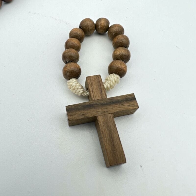 Rosario Francescano in legno vintage Crocifisso Tau Cattolico collana Decina Categoria  Oggetti sacri - rosari