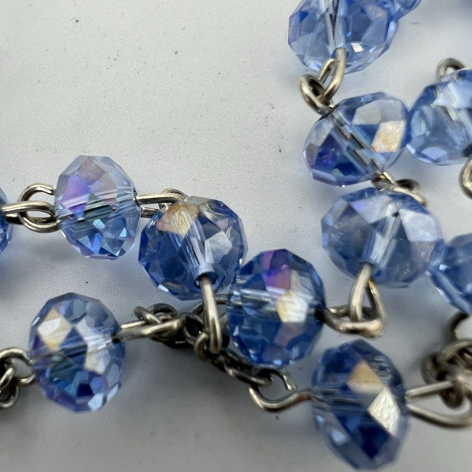 Rosario in Vetro diamantato Celeste vintage crocifisso collana da uomo o donna Categoria  Oggetti sacri - rosari