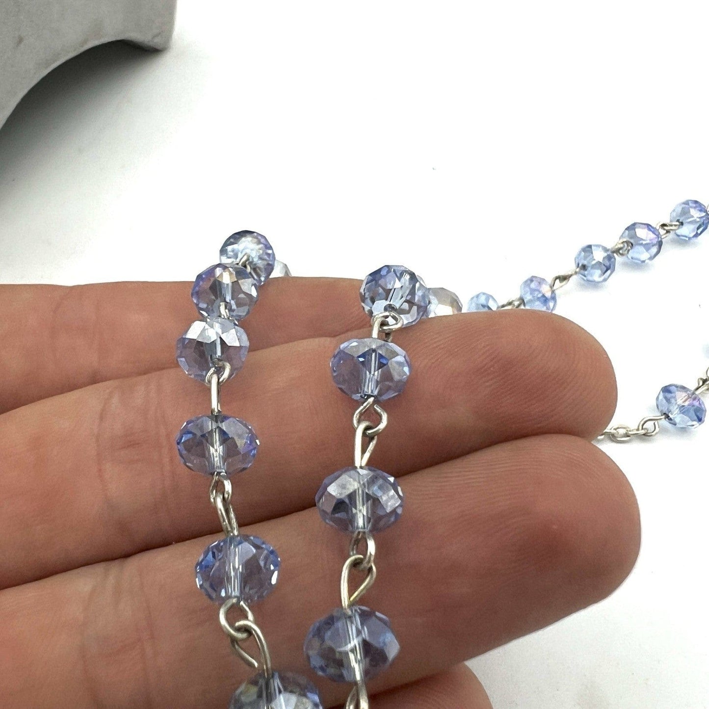 Rosario in Vetro diamantato Celeste vintage crocifisso collana da uomo o donna Categoria  Oggetti sacri - rosari