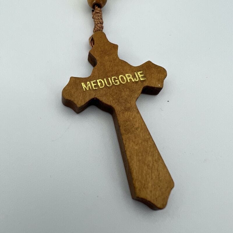 Rosario Madonna di Medjugorje in legno vintage Crocifisso Cattolico collana Categoria  Oggetti sacri - rosari
