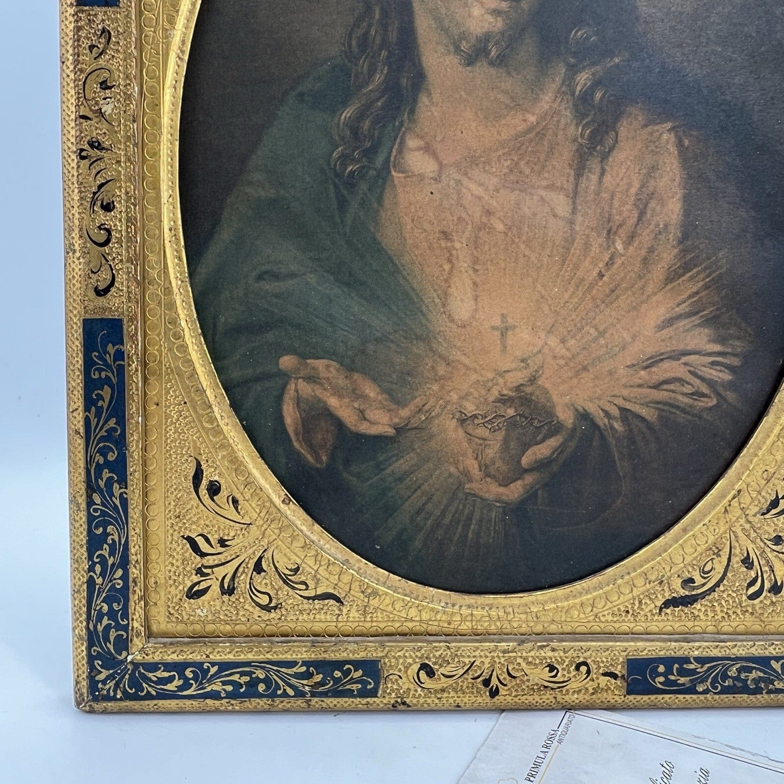 Sacro Cuore di Gesù antica Fiorentina Icona Quadro Raffaello con cornice oro Categoria  Oggetti sacri - rosari