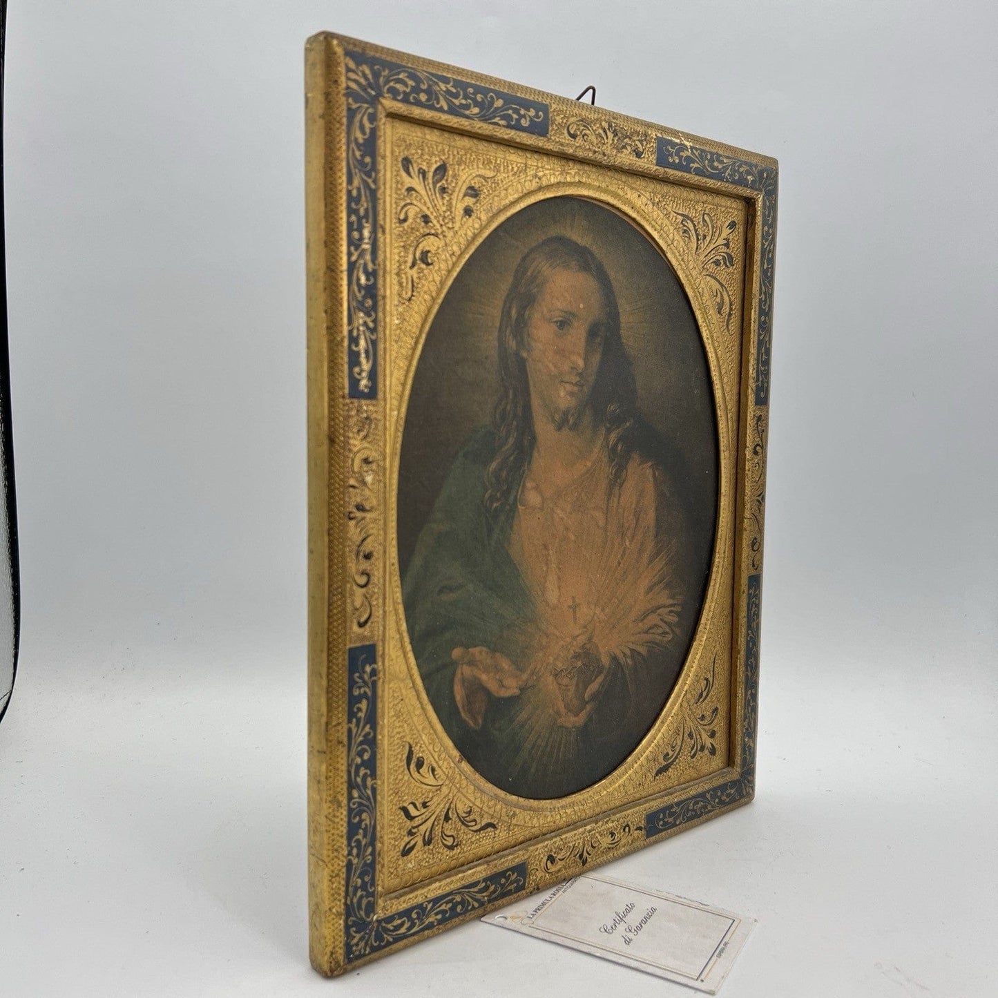 Sacro Cuore di Gesù antica Fiorentina Icona Quadro Raffaello con cornice oro Categoria  Oggetti sacri - rosari