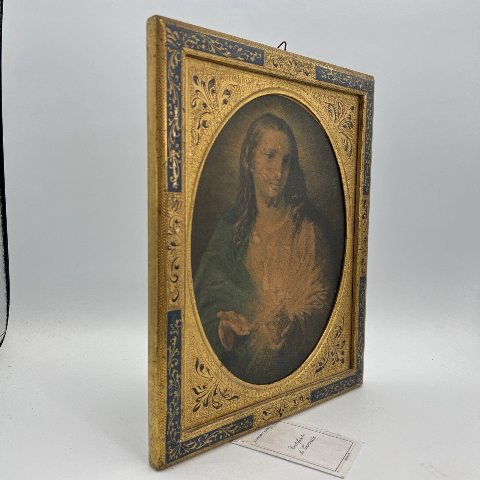 Sacro Cuore di Gesù antica Fiorentina Icona Quadro Raffaello con cornice oro Categoria  Oggetti sacri - rosari