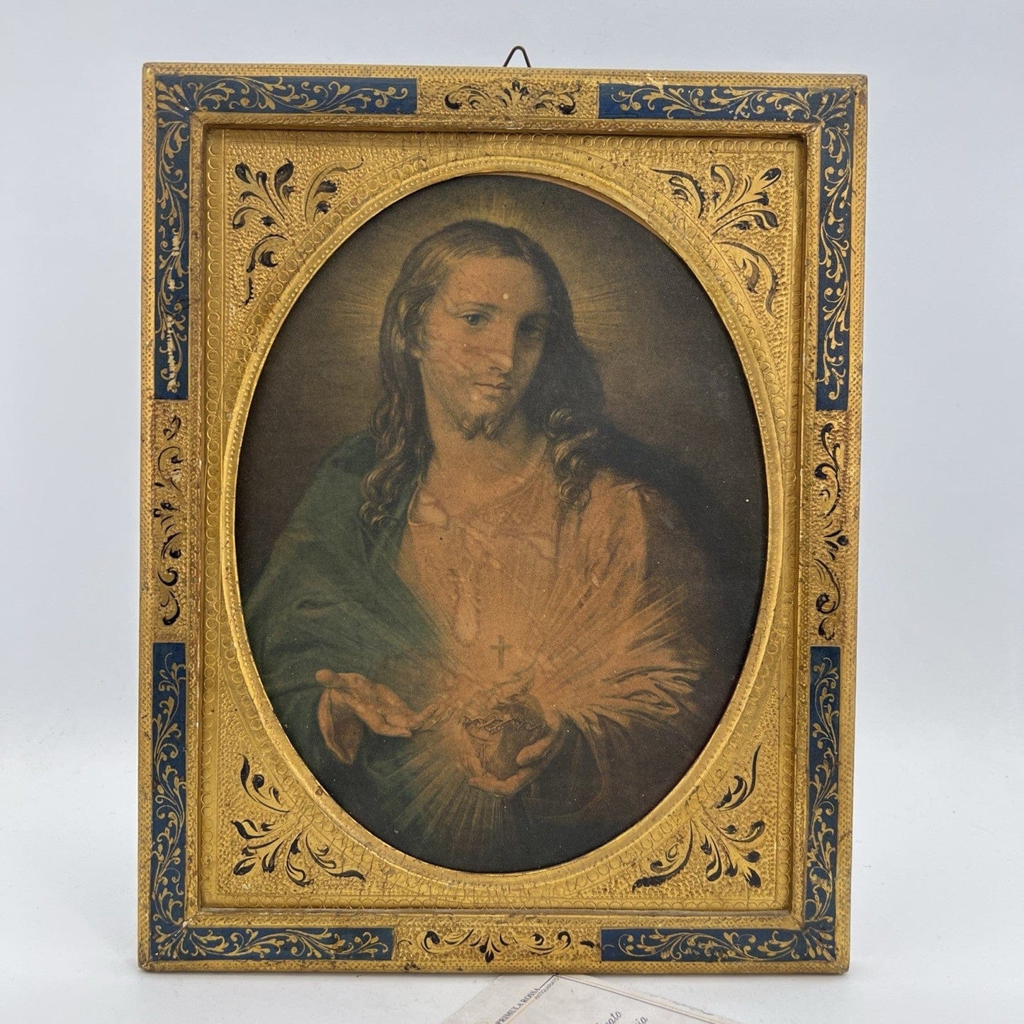 Sacro Cuore di Gesù antica Fiorentina Icona Quadro Raffaello con cornice oro Categoria  Oggetti sacri - rosari