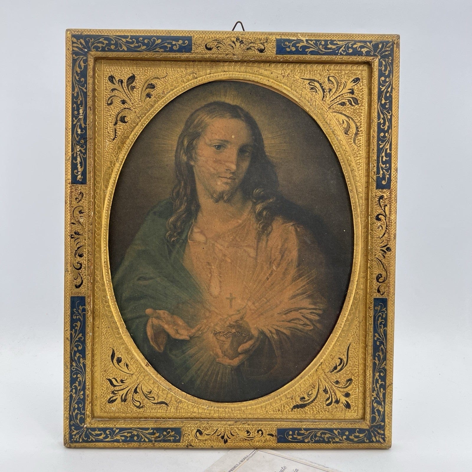 Sacro Cuore di Gesù antica Fiorentina Icona Quadro Raffaello con cornice oro Categoria  Oggetti sacri - rosari