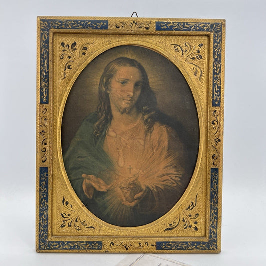Sacro Cuore di Gesù antica Fiorentina Icona Quadro Raffaello con cornice oro Categoria  Oggetti sacri - rosari
