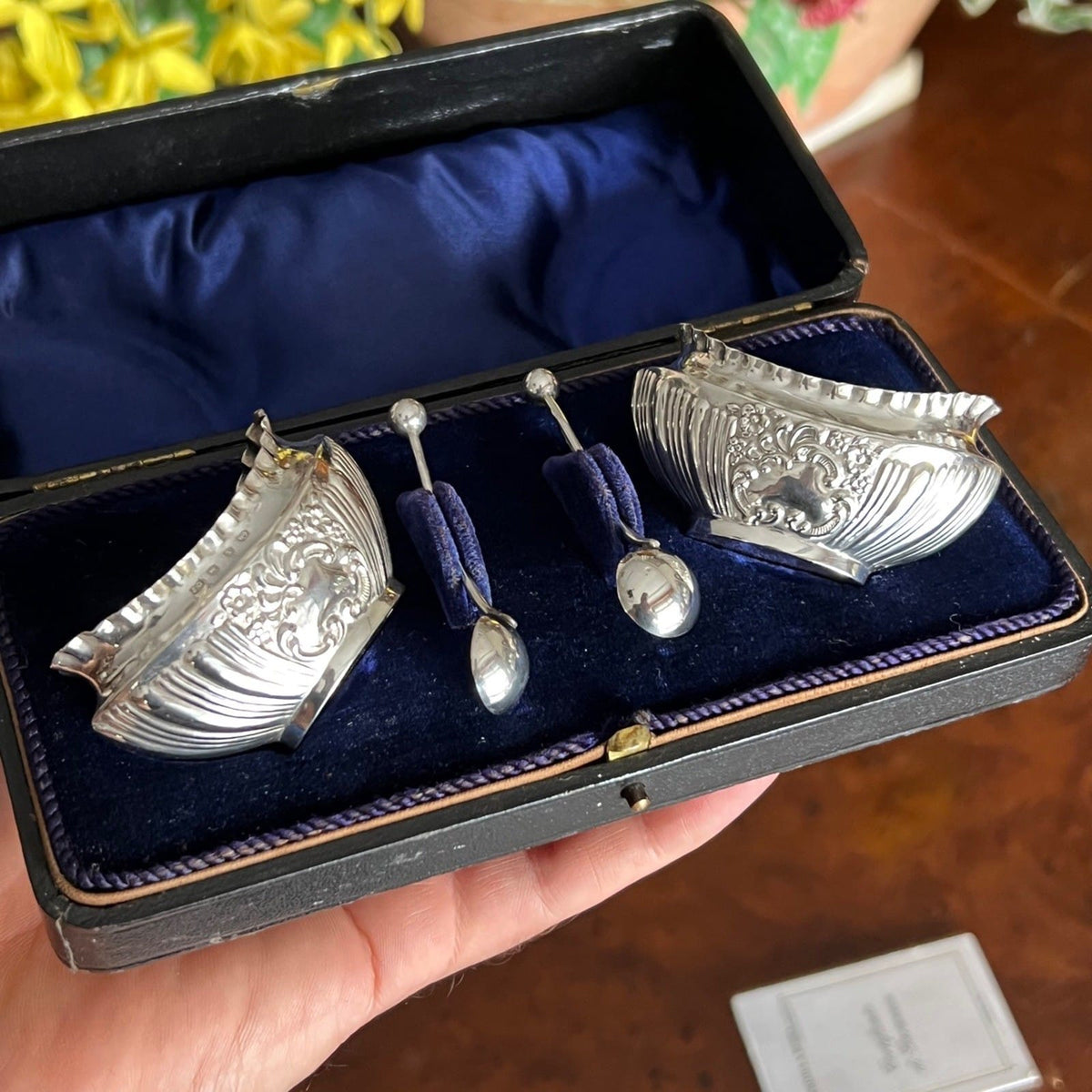 Saliere in Argento antico Set saliere sterling silver da tavola dì Epoca 1897 Categoria  Sheffield & Argento