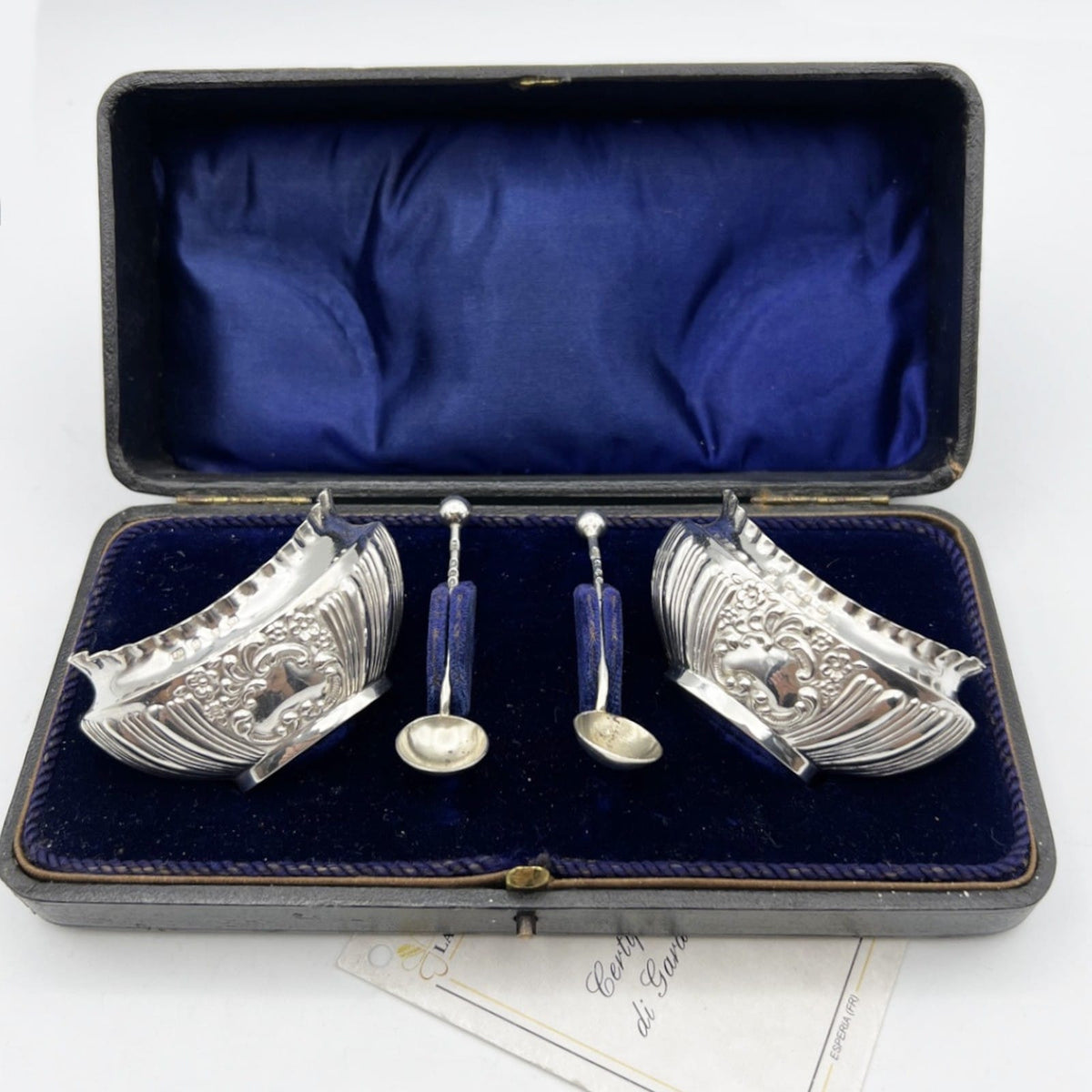 Saliere in Argento antico Set saliere sterling silver da tavola dì Epoca 1897 Categoria  Sheffield & Argento