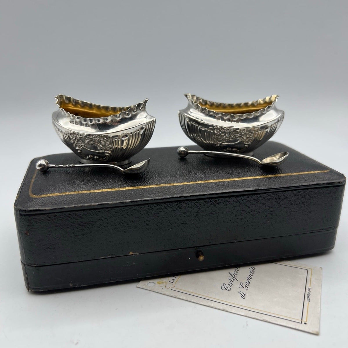 Saliere in Argento antico Set saliere sterling silver da tavola dì Epoca 1897 Categoria  Sheffield & Argento