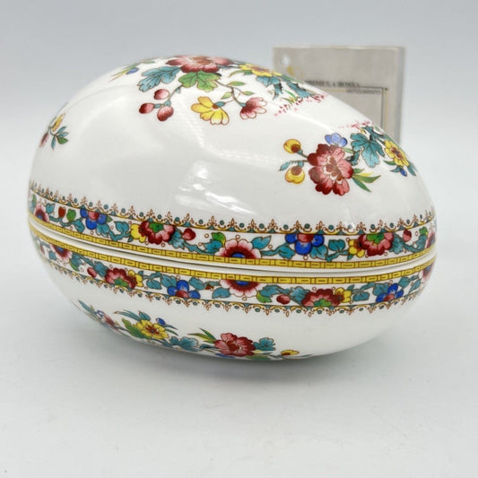 Scatola a forma di Uovo in porcellana bianca Vintage decoro rose Portagioie Categoria  Scatoline portagioie