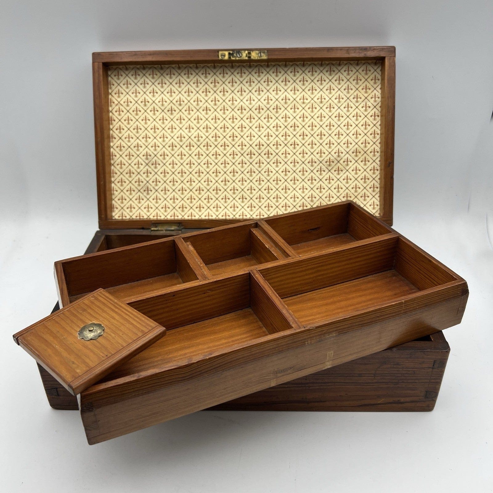 Scatola antica antica in legno inglese epoca 800 cofanetto da scrivania ufficio Categoria  Scatole in legno