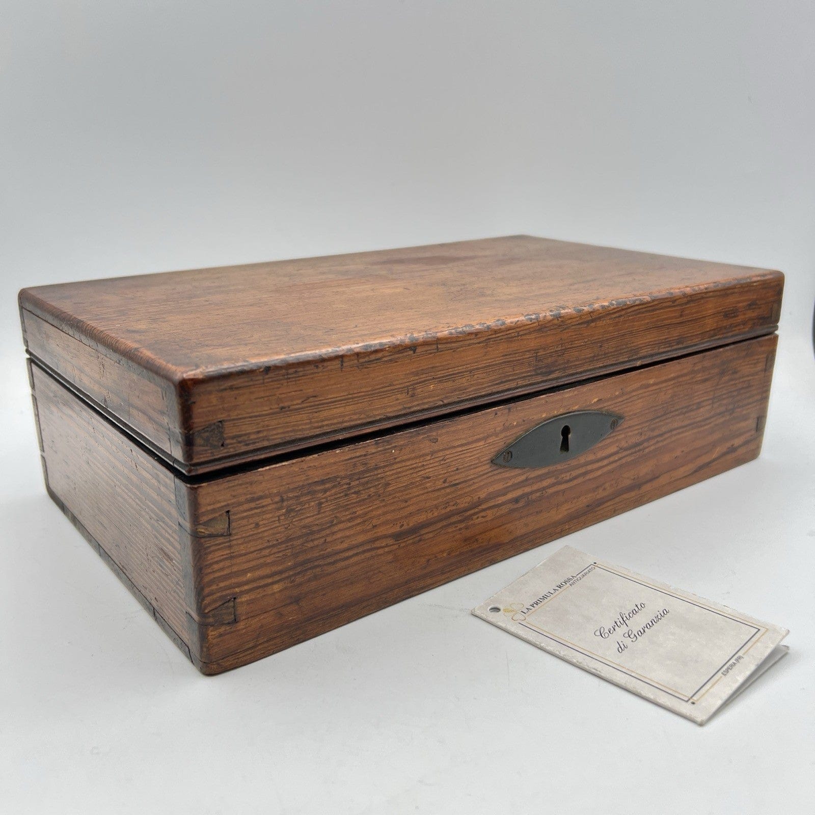 Scatola antica antica in legno inglese epoca 800 cofanetto da scrivania ufficio Categoria  Scatole in legno