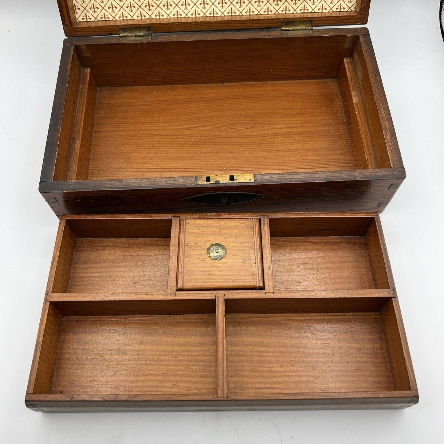 Scatola antica antica in legno inglese epoca 800 cofanetto da scrivania ufficio Categoria  Scatole in legno