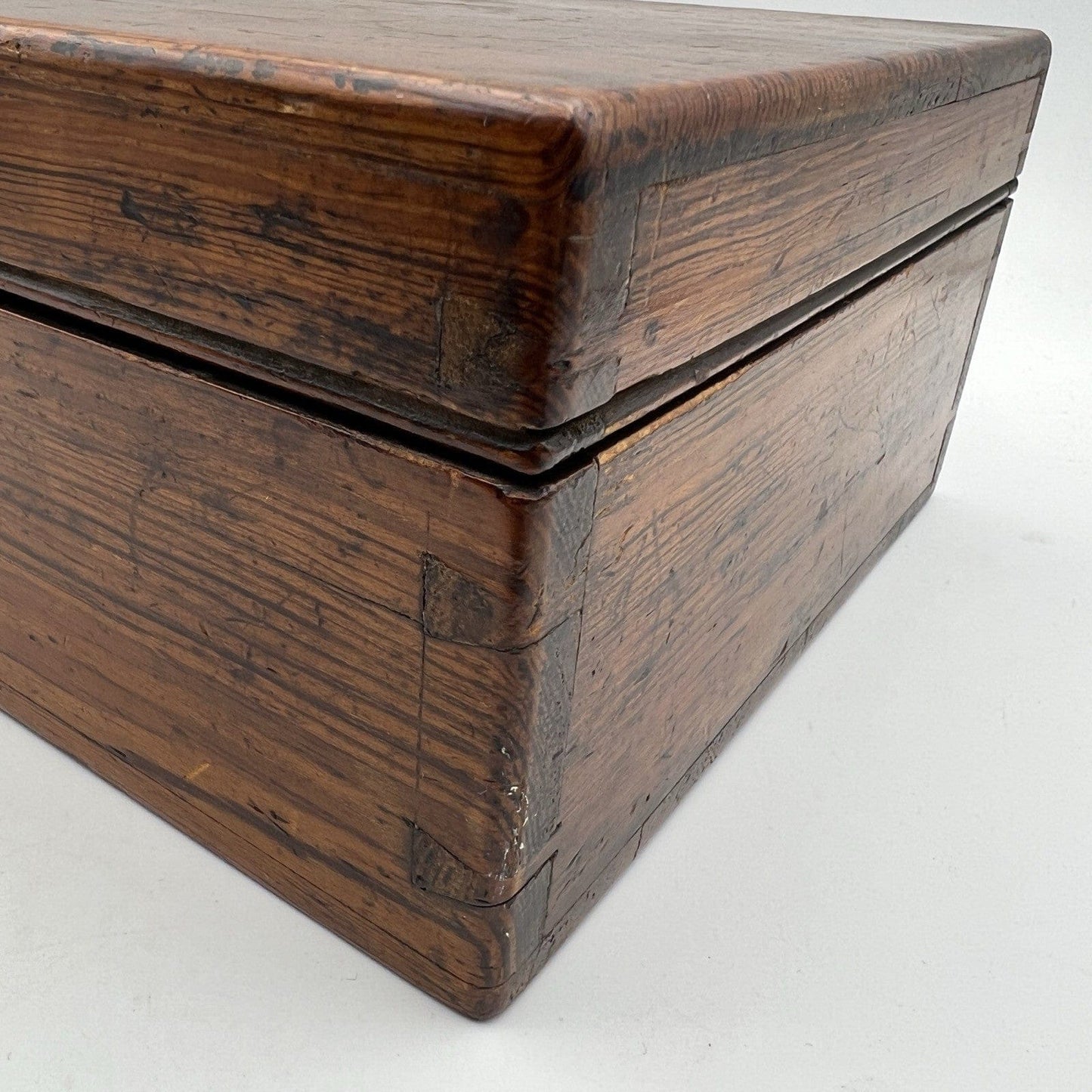 Scatola antica antica in legno inglese epoca 800 cofanetto da scrivania ufficio Categoria  Scatole in legno