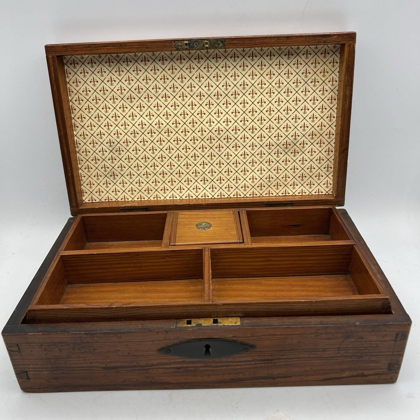 Scatola antica antica in legno inglese epoca 800 cofanetto da scrivania ufficio Categoria  Scatole in legno