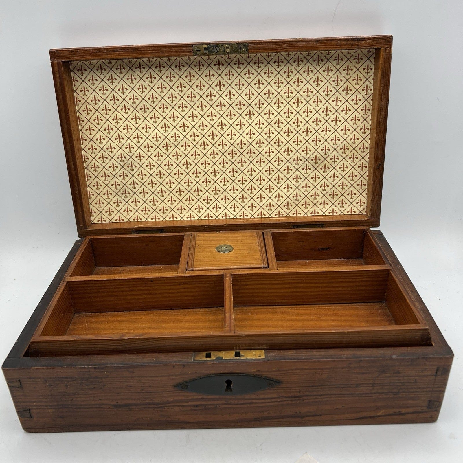 Scatola antica antica in legno inglese epoca 800 cofanetto da scrivania ufficio Categoria  Scatole in legno