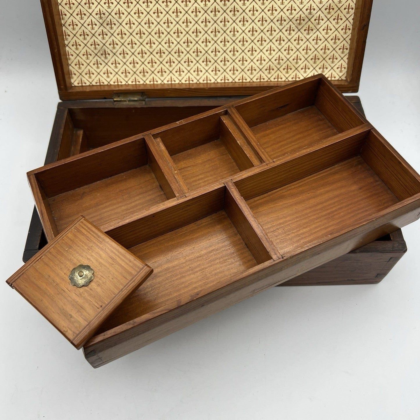 Scatola antica antica in legno inglese epoca 800 cofanetto da scrivania ufficio Categoria  Scatole in legno