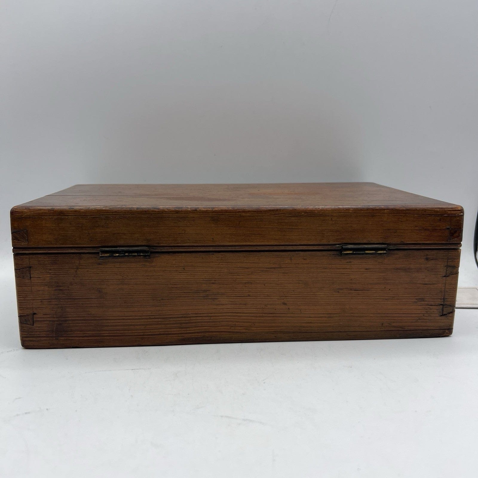 Scatola antica antica in legno inglese epoca 800 cofanetto da scrivania ufficio Categoria  Scatole in legno