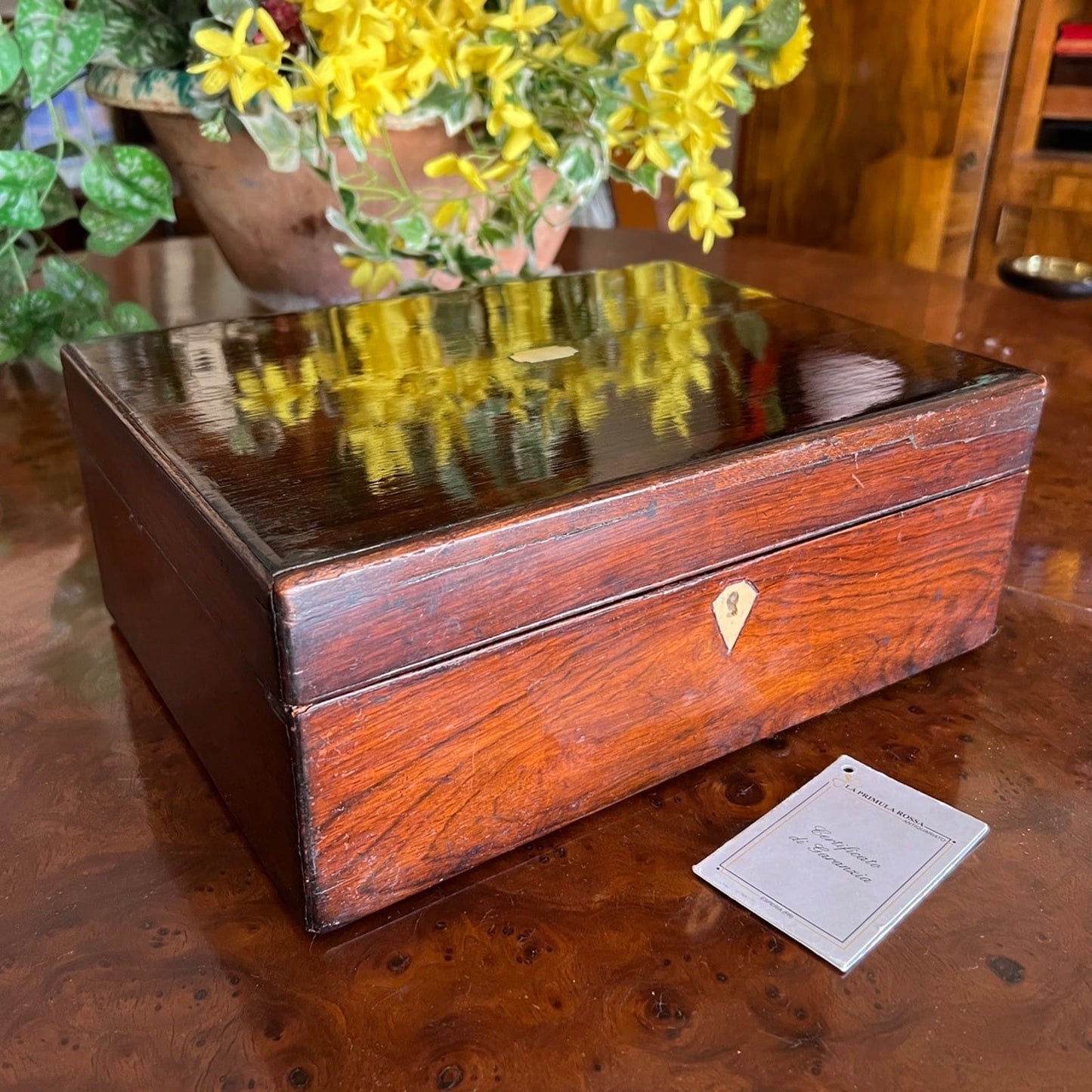 Scatola antica antica in legno inglese epoca 800 cofanetto da scrivania ufficio Categoria  Scatole in legno
