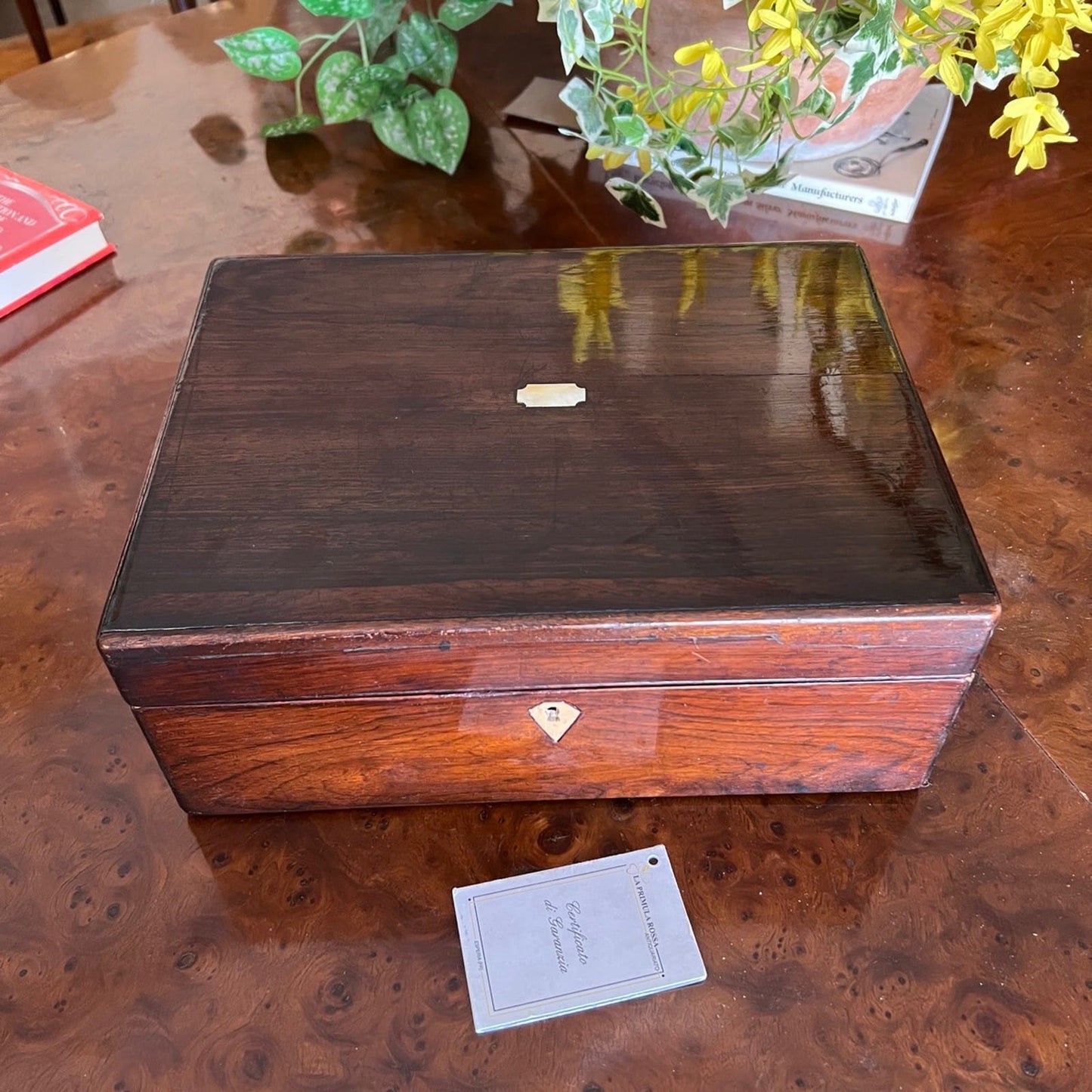 Scatola antica antica in legno inglese epoca 800 cofanetto da scrivania ufficio Categoria  Scatole in legno
