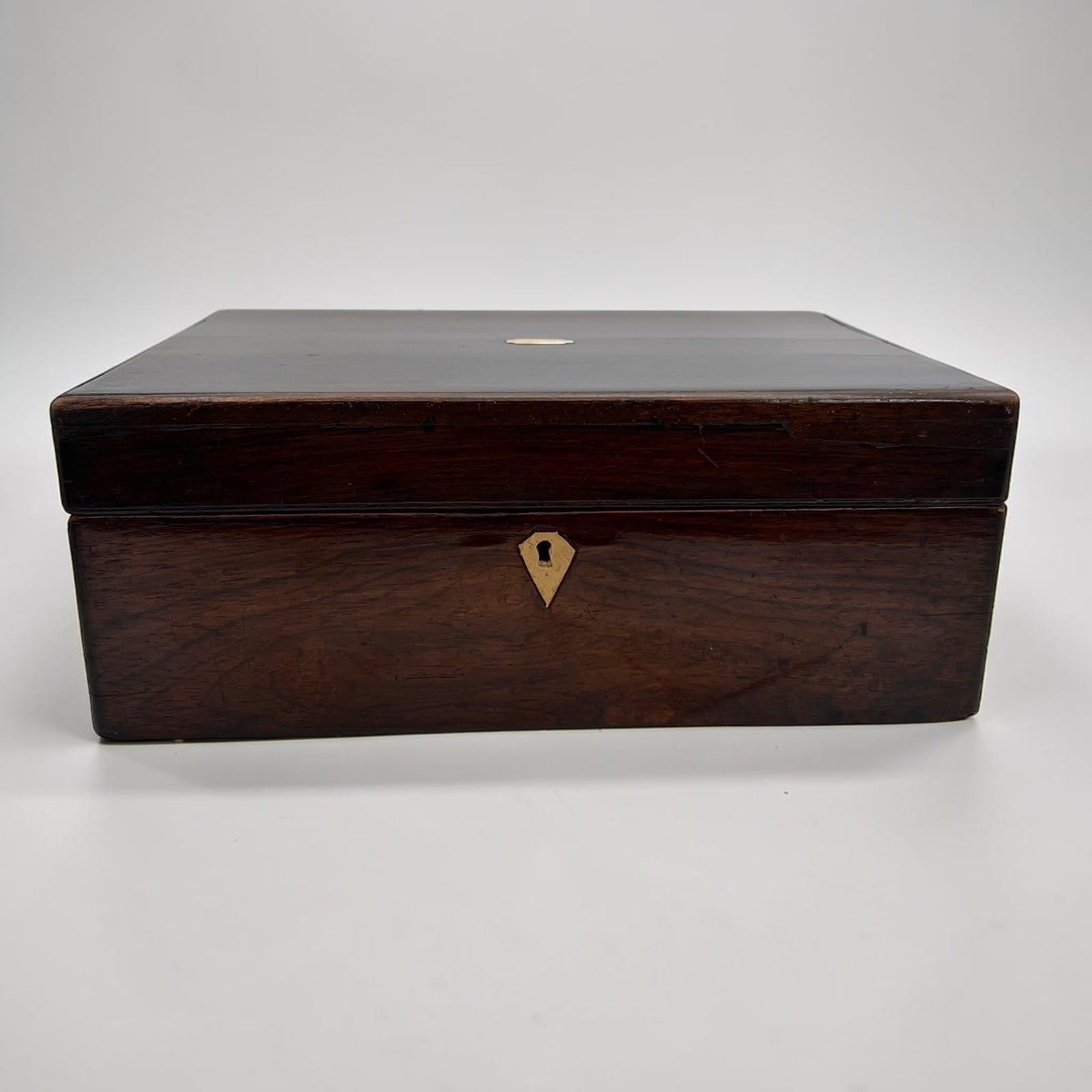 Scatola antica antica in legno inglese epoca 800 cofanetto da scrivania ufficio Categoria  Scatole in legno