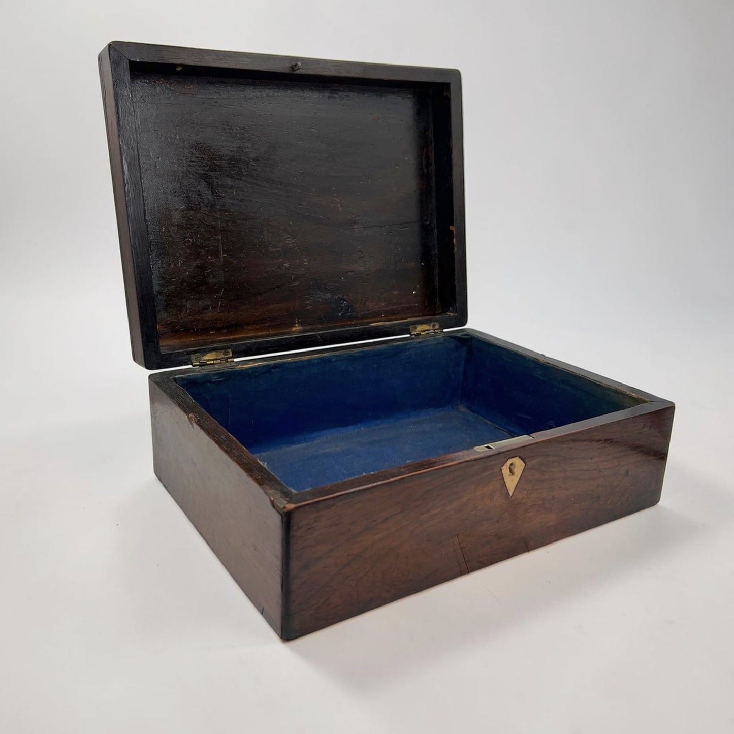 Scatola antica antica in legno inglese epoca 800 cofanetto da scrivania ufficio Categoria  Scatole in legno