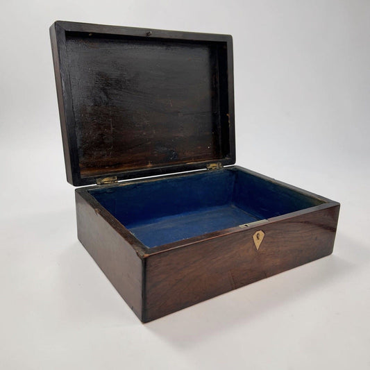 Scatola antica antica in legno inglese epoca 800 cofanetto da scrivania ufficio Categoria  Scatole in legno