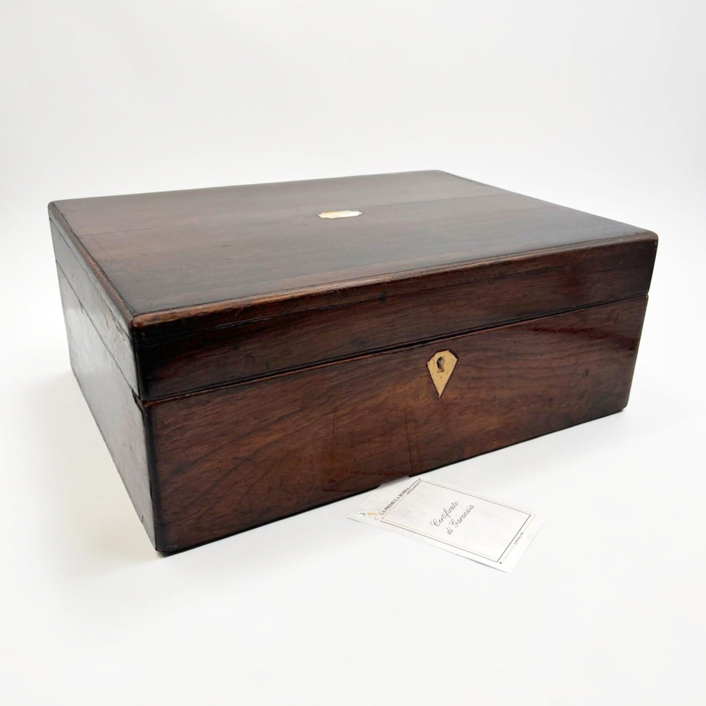 Scatola antica antica in legno inglese epoca 800 cofanetto da scrivania ufficio Categoria  Scatole in legno