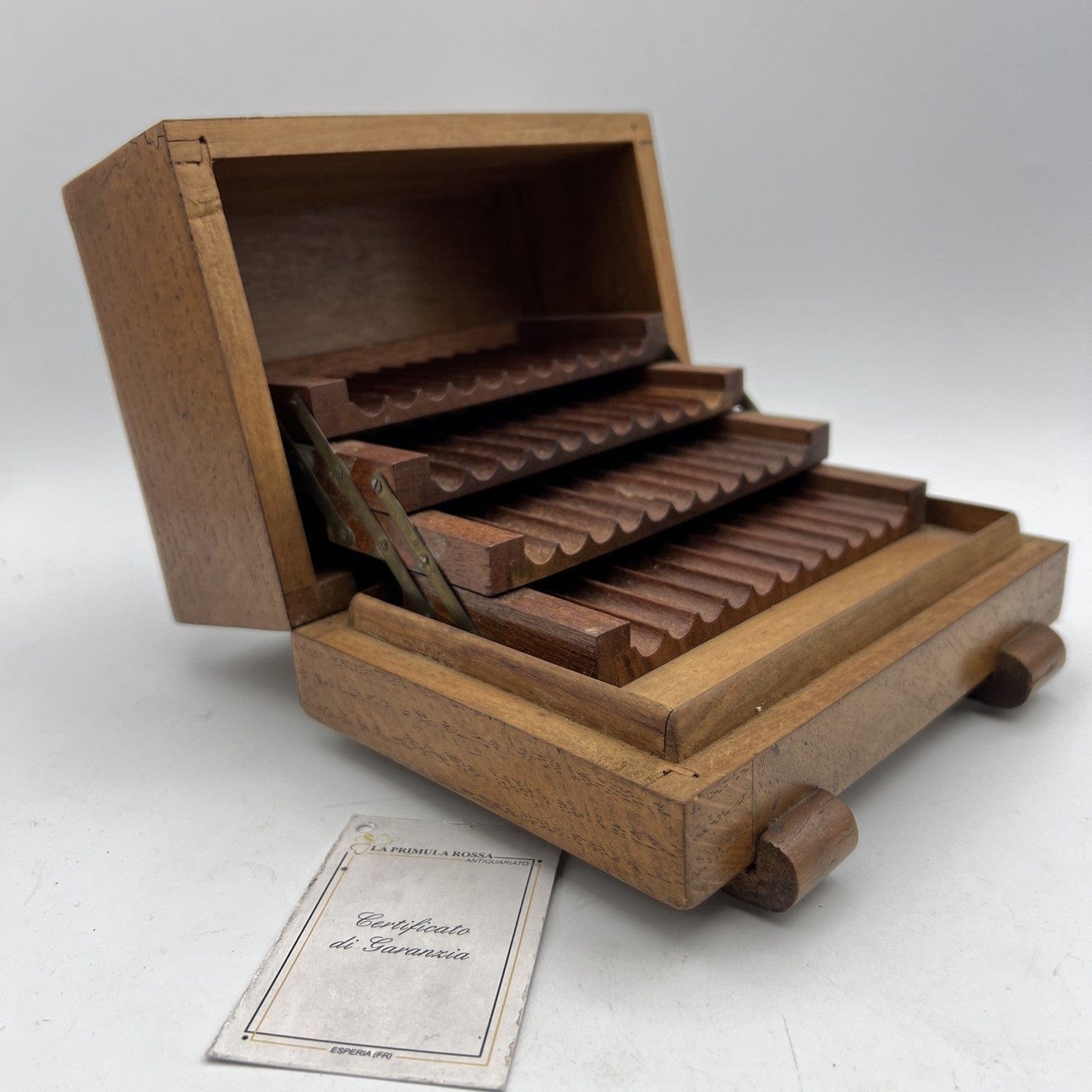Scatola antica in legno cofanetto da scrivania portasigarette stile Deco anni 40 Categoria  Oggetti per fumatori