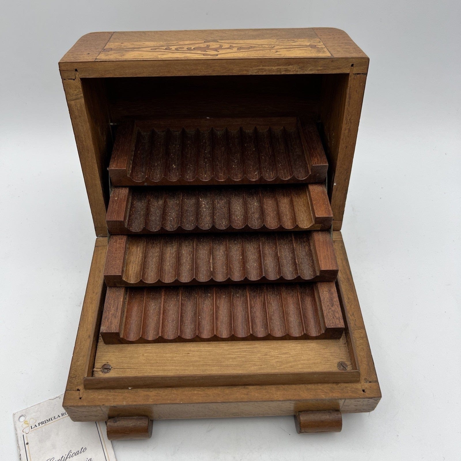 Scatola antica in legno cofanetto da scrivania portasigarette stile Deco anni 40 Categoria  Oggetti per fumatori
