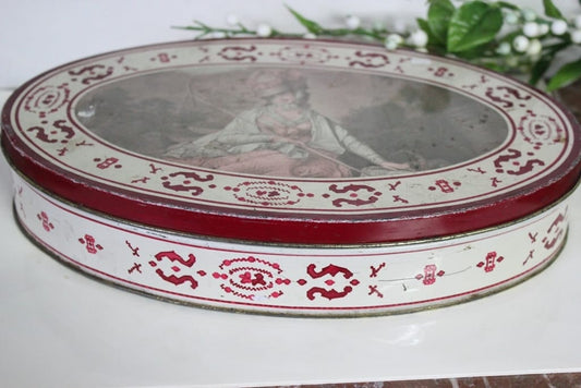 SCATOLA D'EPOCA IN LATTA DI FORMA OVALE DA COLLEZIONE VINTAGE BELGIUM  TIN BOX Categoria  Pubblicità vintage