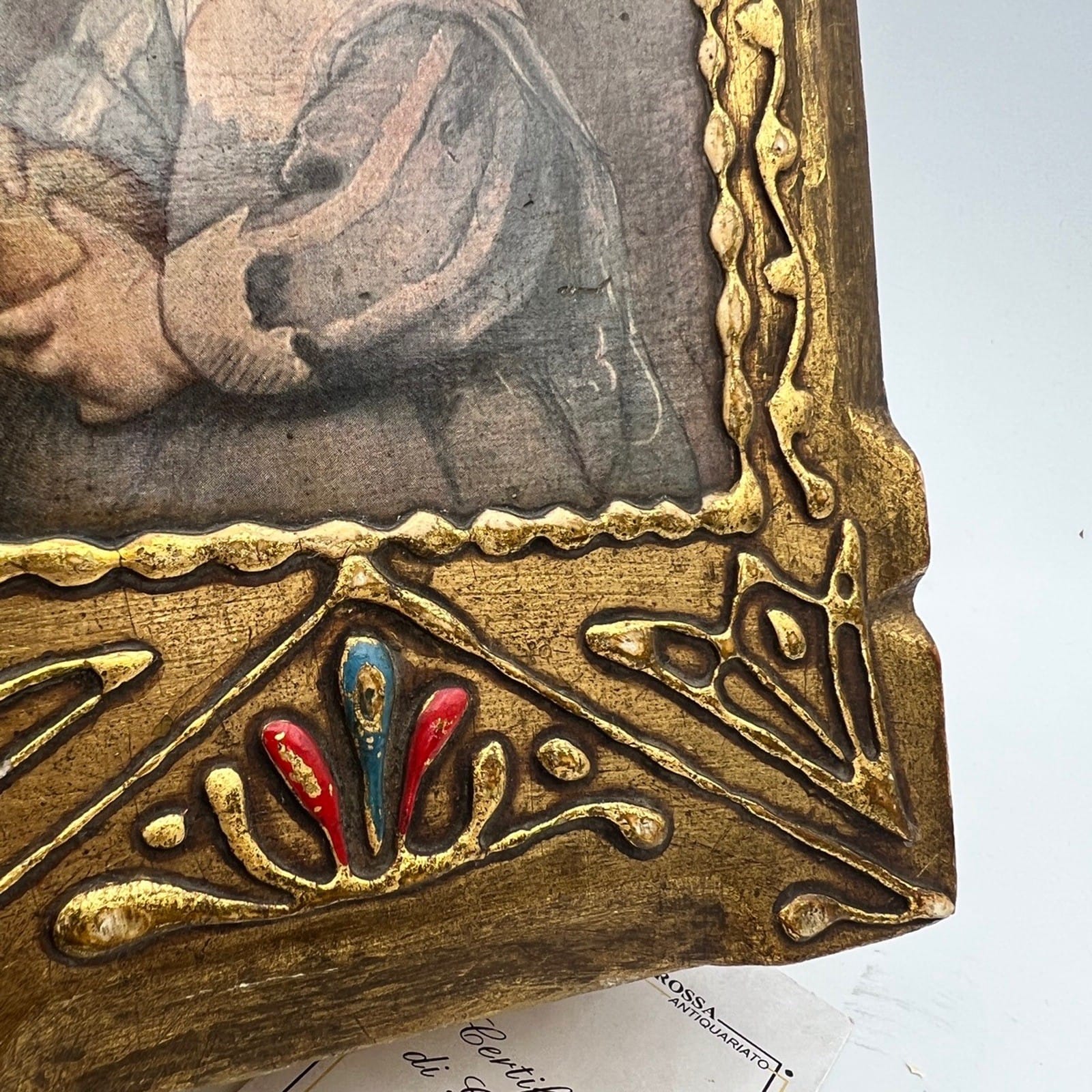 Scatola Fiorentina in legno a forma di finto libro stile antico dorato anni '60 Categoria  Oggetti sacri - rosari