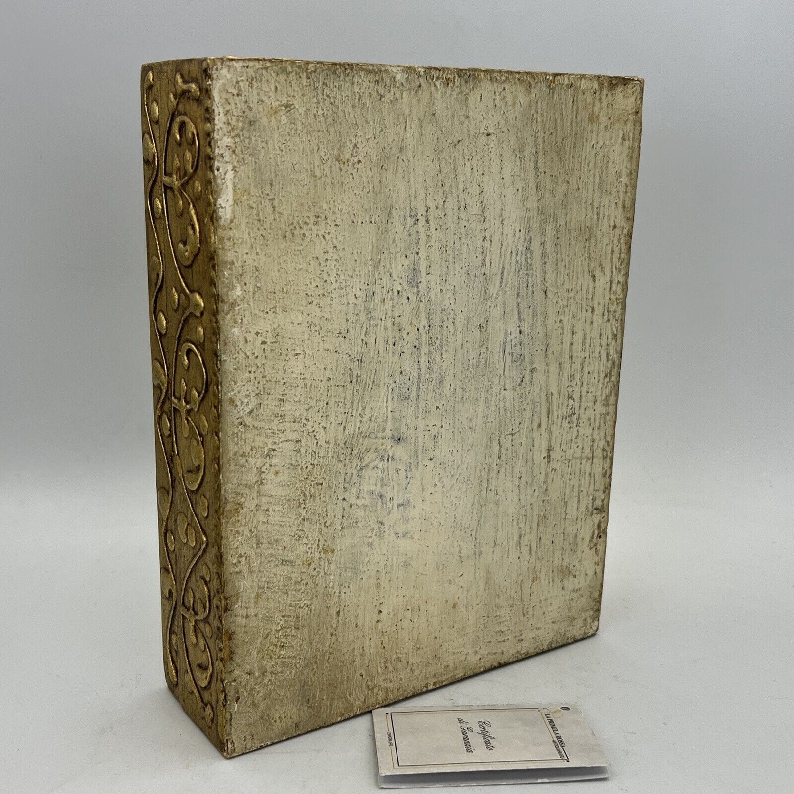 Scatola fiorentina vintage portagioie in legno gesso e oro Santa Fabiola anni 50 Categoria  Scatole in legno