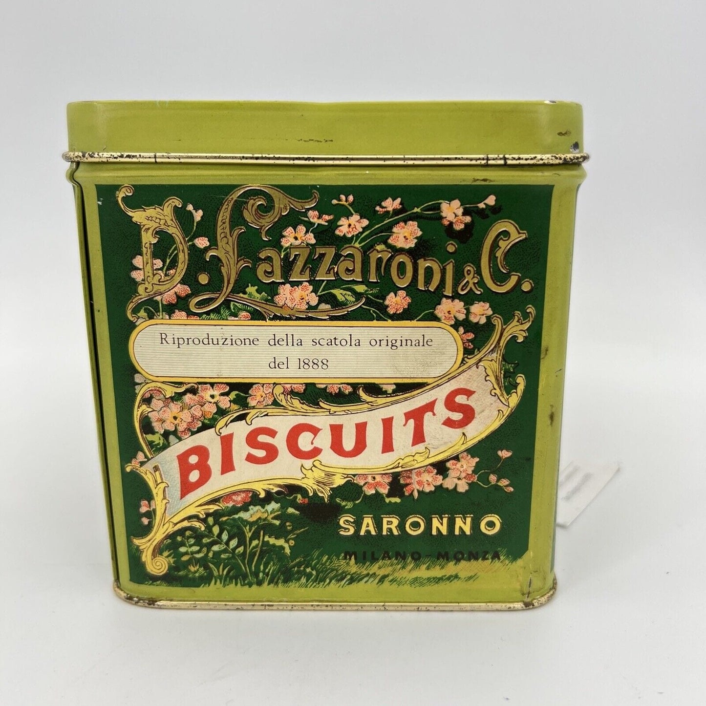 Scatola in latta vintage da collezione di Biscotti Saronno Lazzaroni anni '70 Categoria  Pubblicità vintage