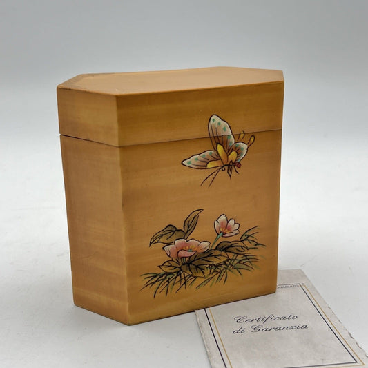 Scatola porta thè tè vintage Cinese in Legno di Bambu Orientale Farfalla Dipinta Categoria  Scatole in legno