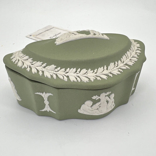Scatola Portagioie in porcellana scatolina Wedgwood Verde Vintage Putti Angeli Categoria  Vasi e Portafiori
