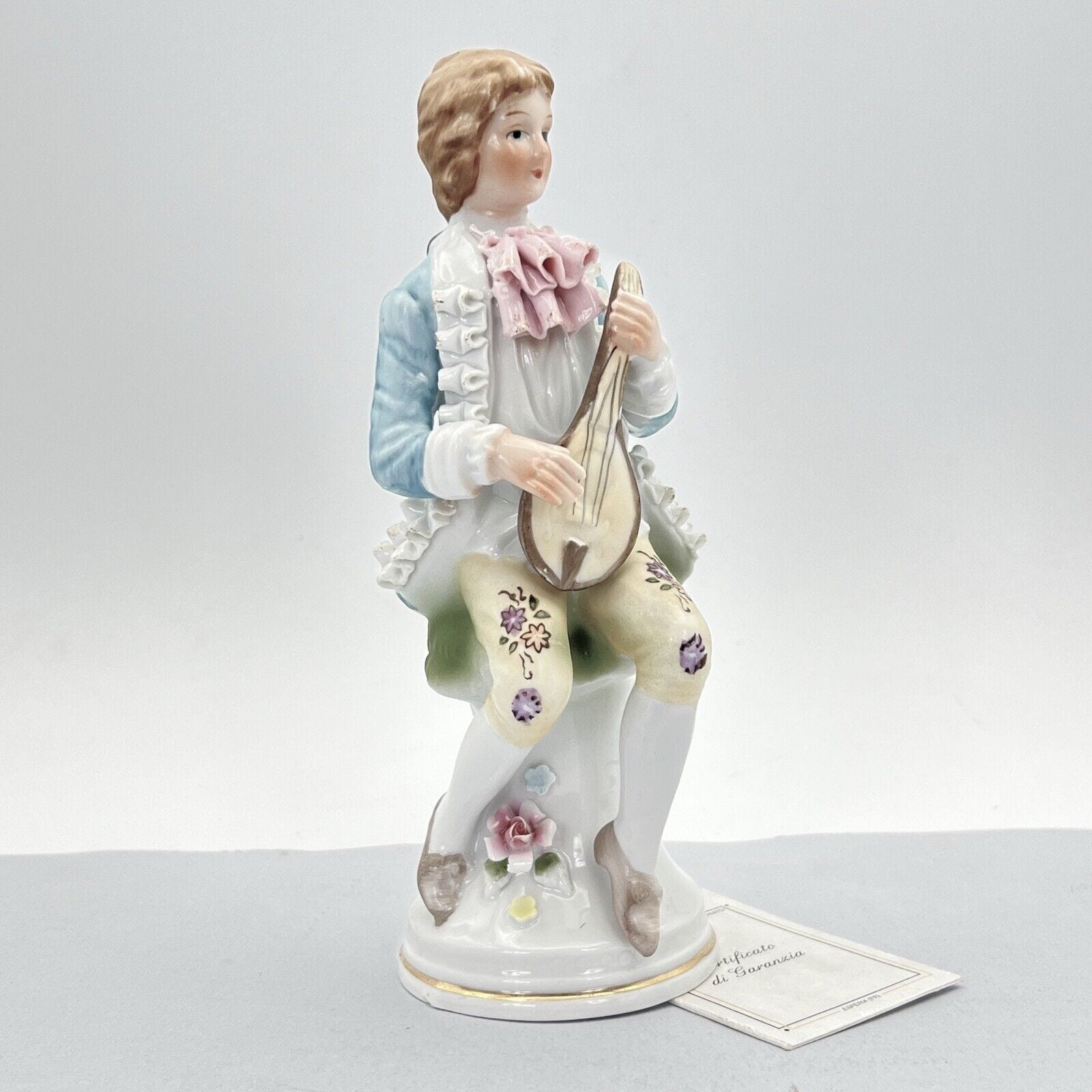 Scultura Statuina in Porcellana italiana vintage da collezione Giovane Musicista Categoria  Statuine