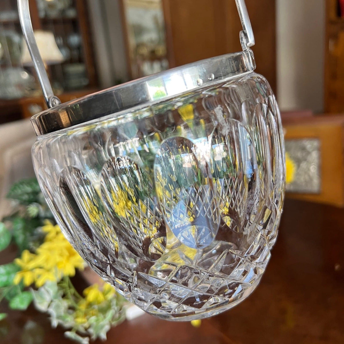 Secchiello portaghiaccio vintage in cristallo vetro molato cestello con  pinza Categoria  Sheffield & Argento