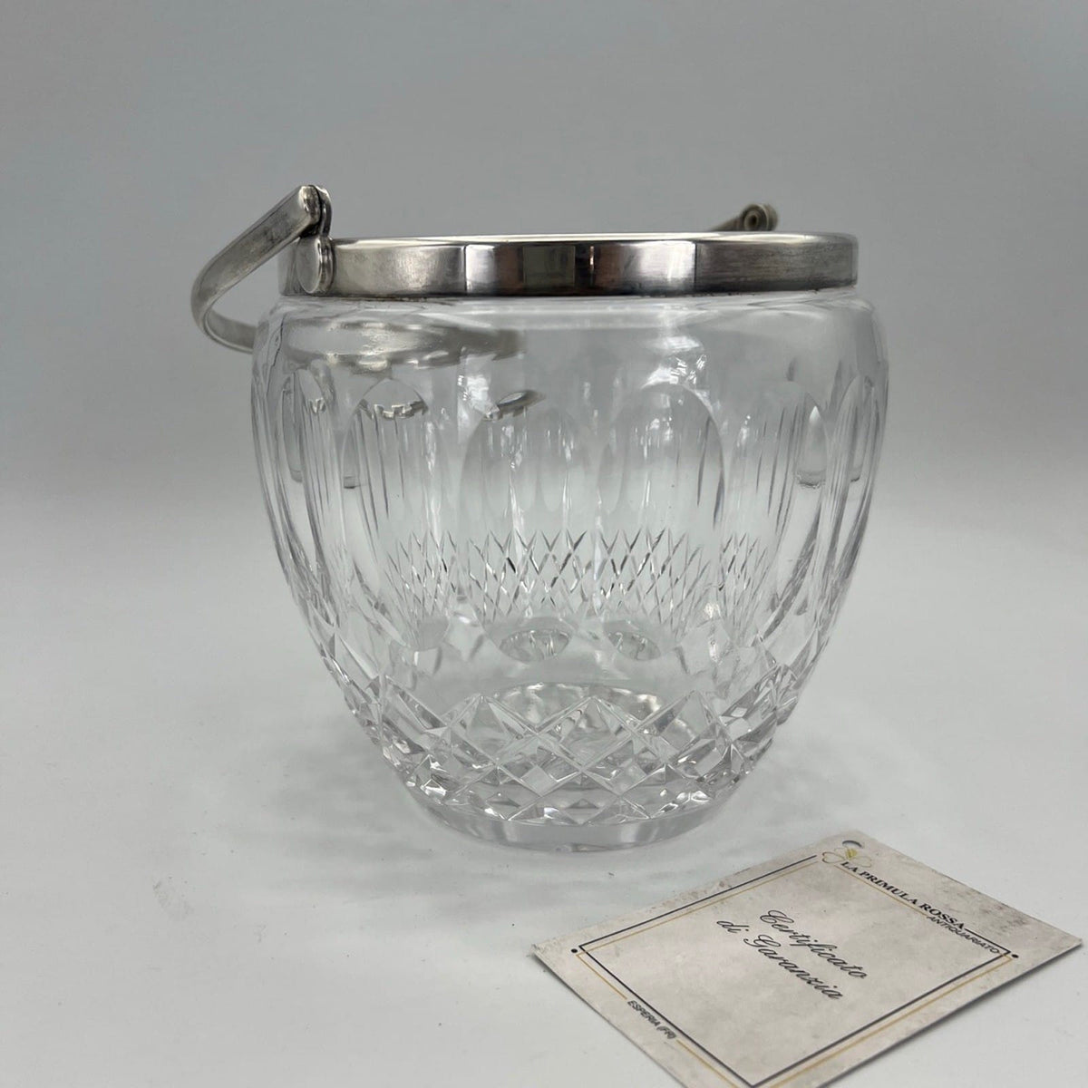 Secchiello portaghiaccio vintage in cristallo vetro molato cestello con  pinza Categoria  Sheffield & Argento