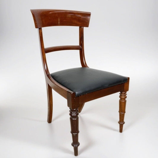 Sedia Antica In Mogano Epoca '800 inglese per scrivania studio con pelle nera Categoria  Sedie