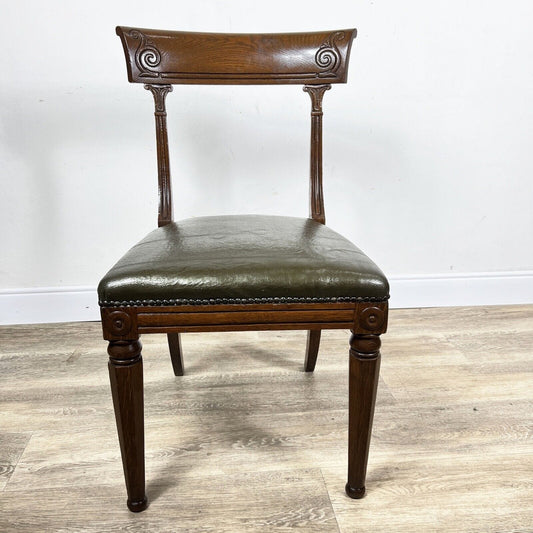 Sedia Antica Stile Regency  '800 inglese per scrivania studio con pelle verde Categoria  Sedie