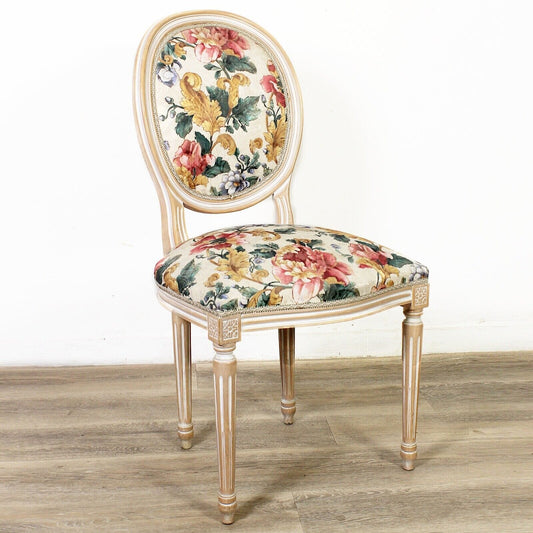 Sedia shabby chic vintage tessuto a fiori poltroncina in stile antico Luigi XVI Categoria  Sedie