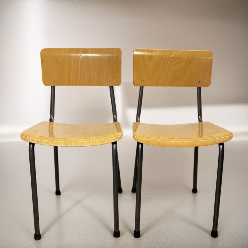 Sedie vintage da scuola stile industrial anni 70 in legno modernariato sedia Categoria  Sedie