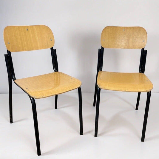 Sedie vintage da scuola stile industrial anni 70 in legno modernariato sedia Categoria  Sedie