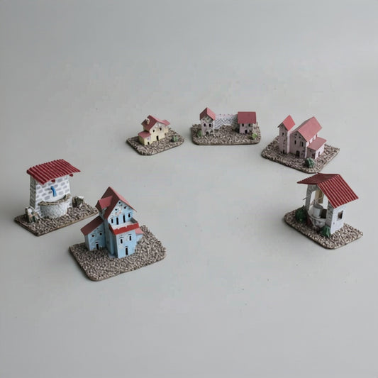 SEI CASETTE VINTAGE DIPINTE A MANO PER PRESEPE / POZZO - FONTANA - CASOLARE Categoria  Casa, arredamento e bricolage:Feste e occasioni speciali:Decorazioni e alberi di Natale:Statuine presepe