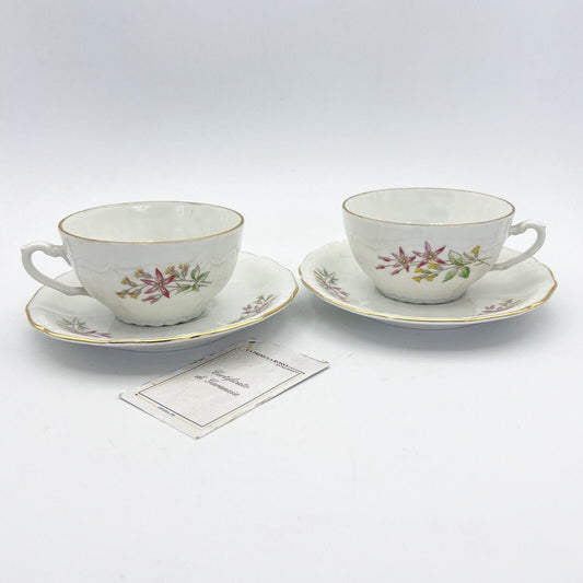 Servizio antico da the te tazze x 2 in porcellana Richard Ginori bianca a fiori Categoria  Servizio tazze - Tazze